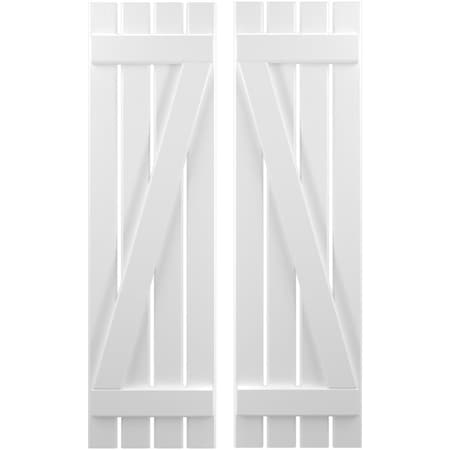 Americraft 4-Board (2 Batten) Wood Spaced Board-n-Batten Shutters W/ Z-Bar, ARW102SB415X79WHH